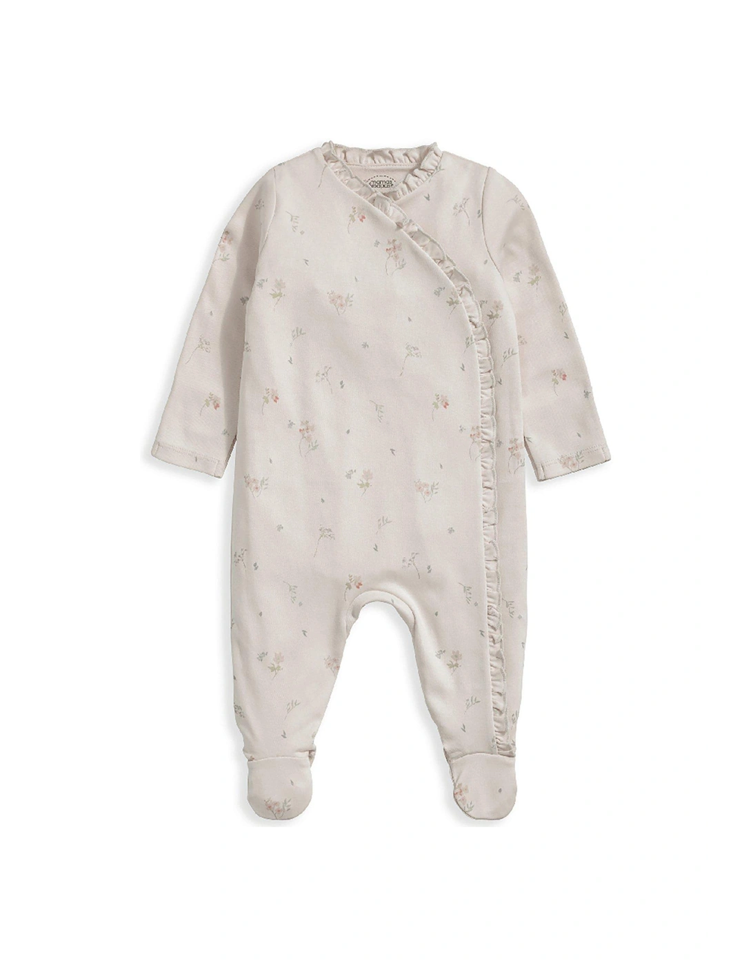 Baby Girls Floral Frill Detail Sleepsuit - Pink, 2 of 1
