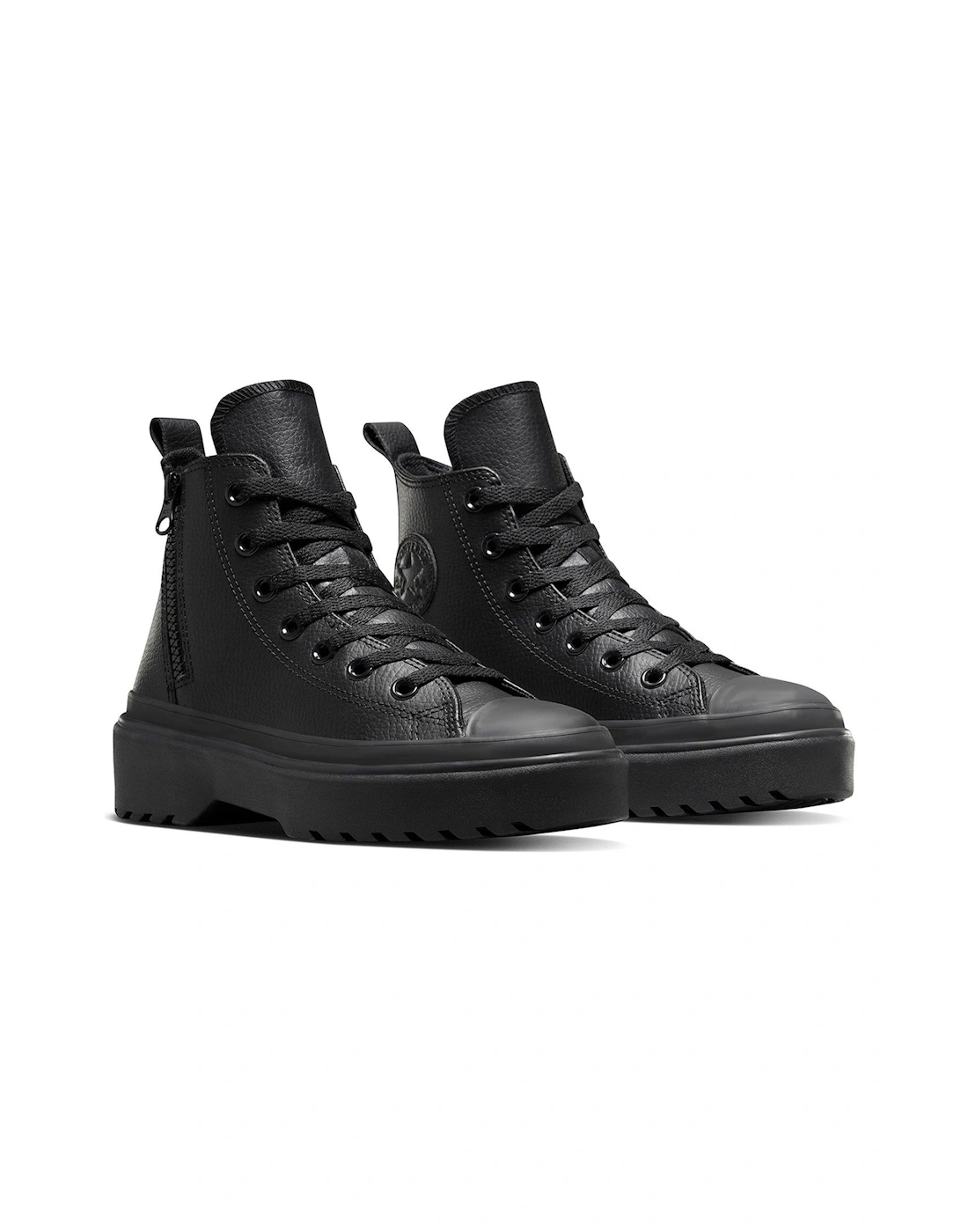 Chuck Taylor All Star Lugged Lift Leather Hi Top Trainers - Black