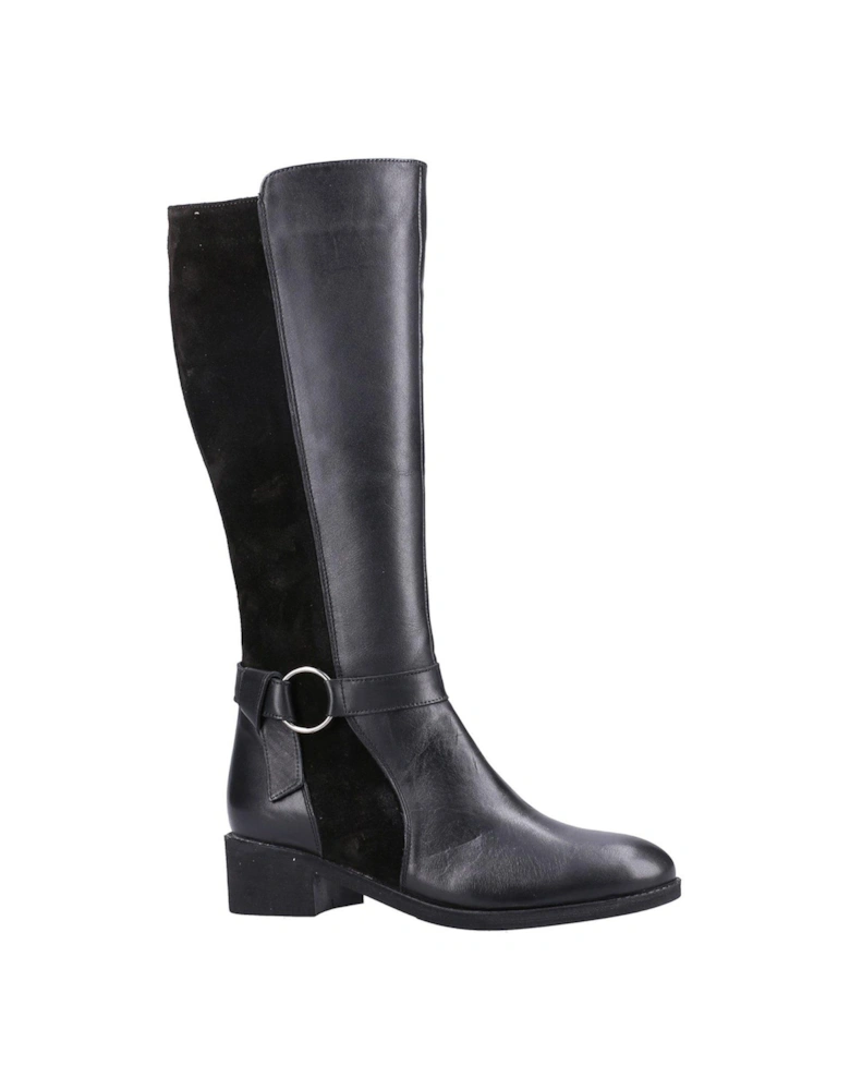 Aubrey Buckle Detail Knee Boots - Black