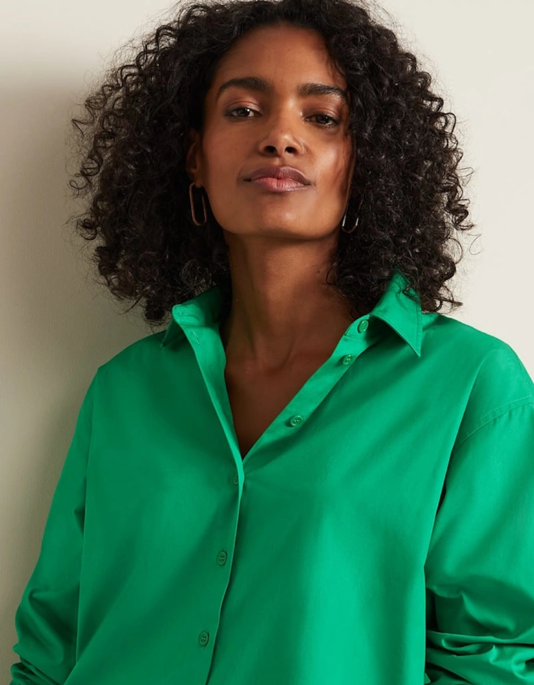 Green Cotton Oversized Shirt