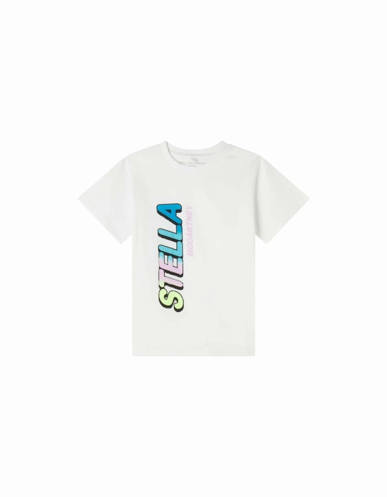 Girls White Side Logo T-Shirt
