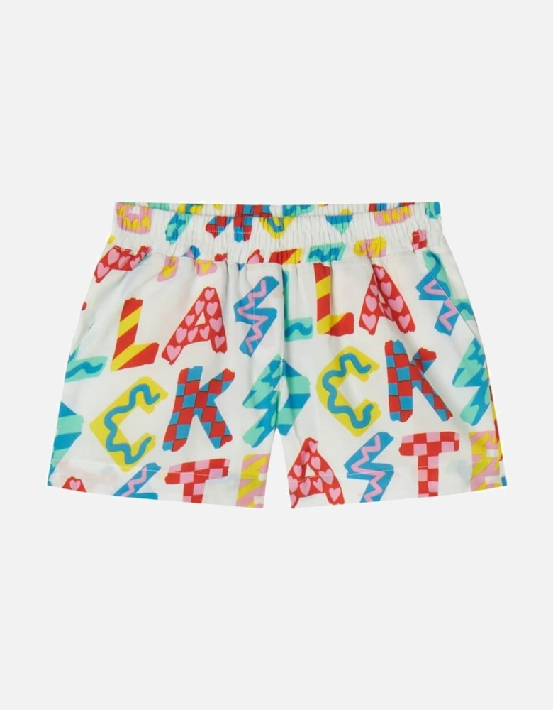 Girls White Logo Shorts