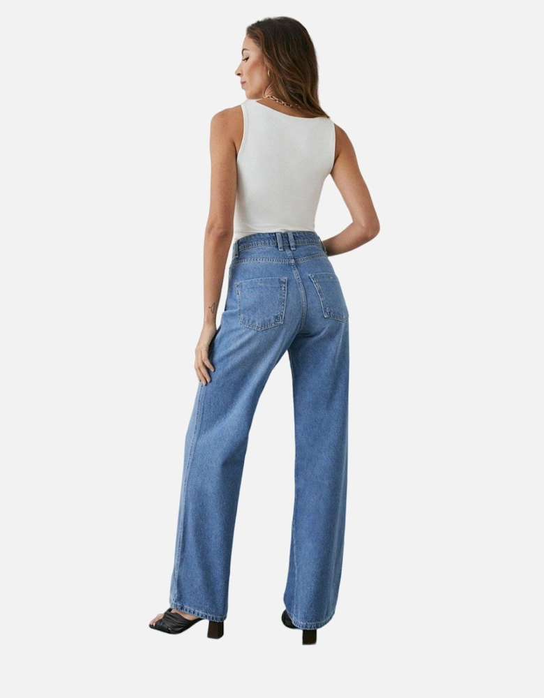 Womens/Ladies Cotton Wide Leg Jeans