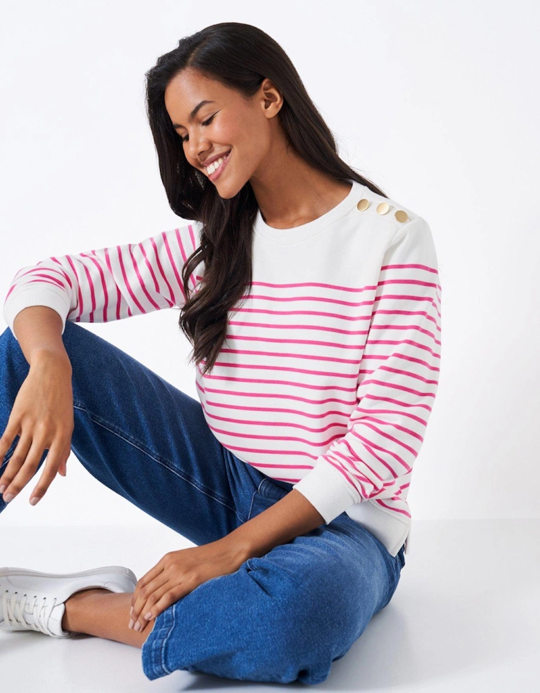 Nautical Button Shoulder Sweatshirt - Multi