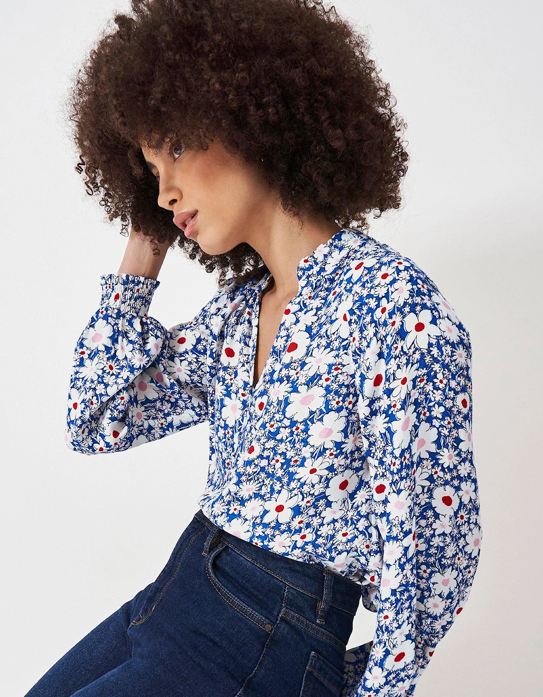 Floral Print Frill Neck Blouse - Multi, 2 of 1