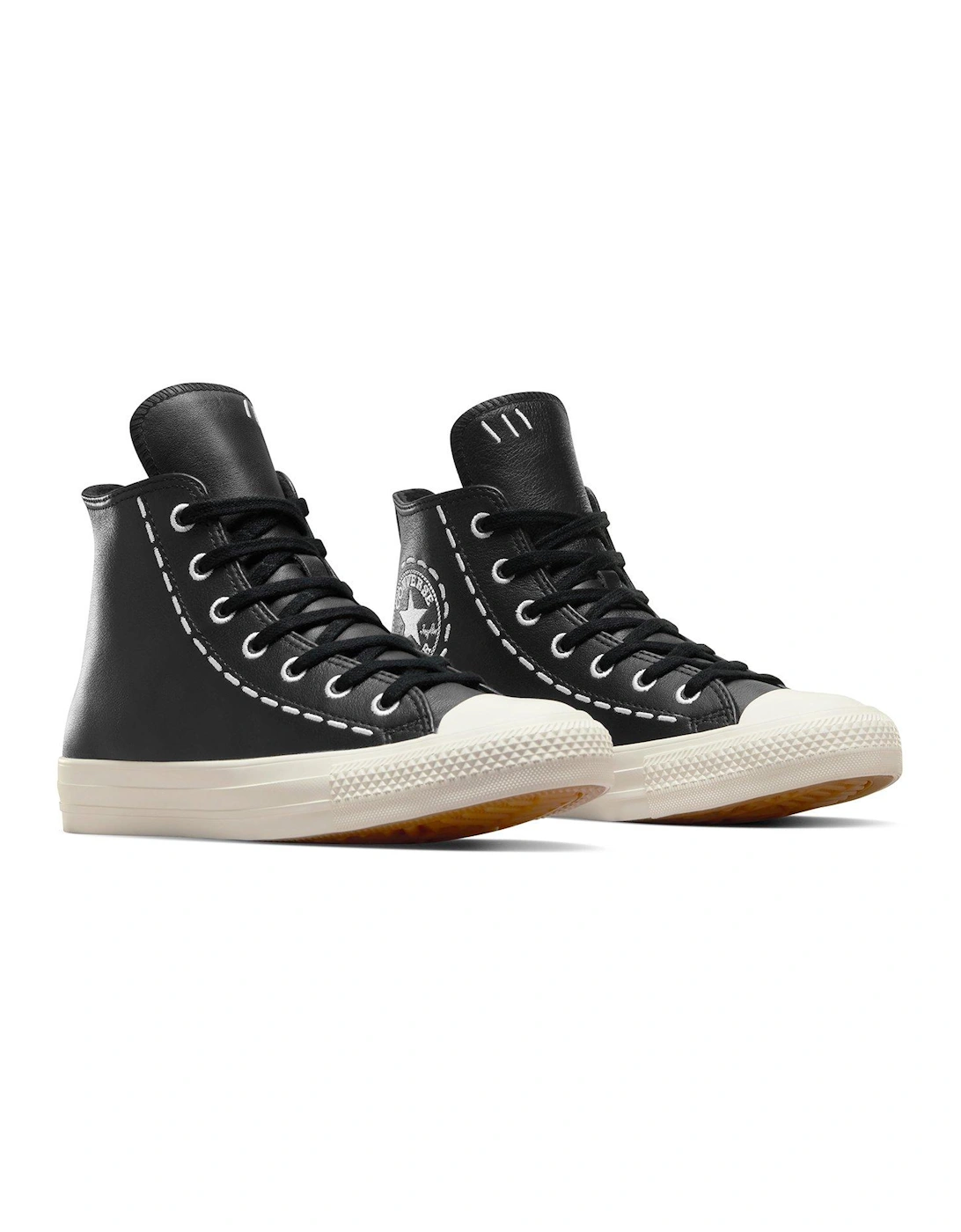 Chuck Taylor All Star Bold Stitch Leather High Top Trainers - Black