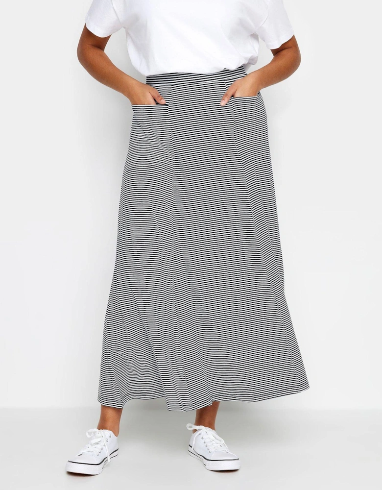 Navy And White Stripe Pocket Maxi Skirt