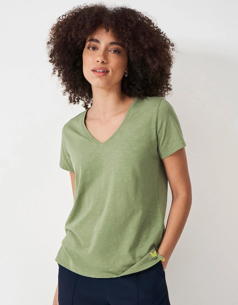 Perfect V-Neck Slub T-Shirt - Green