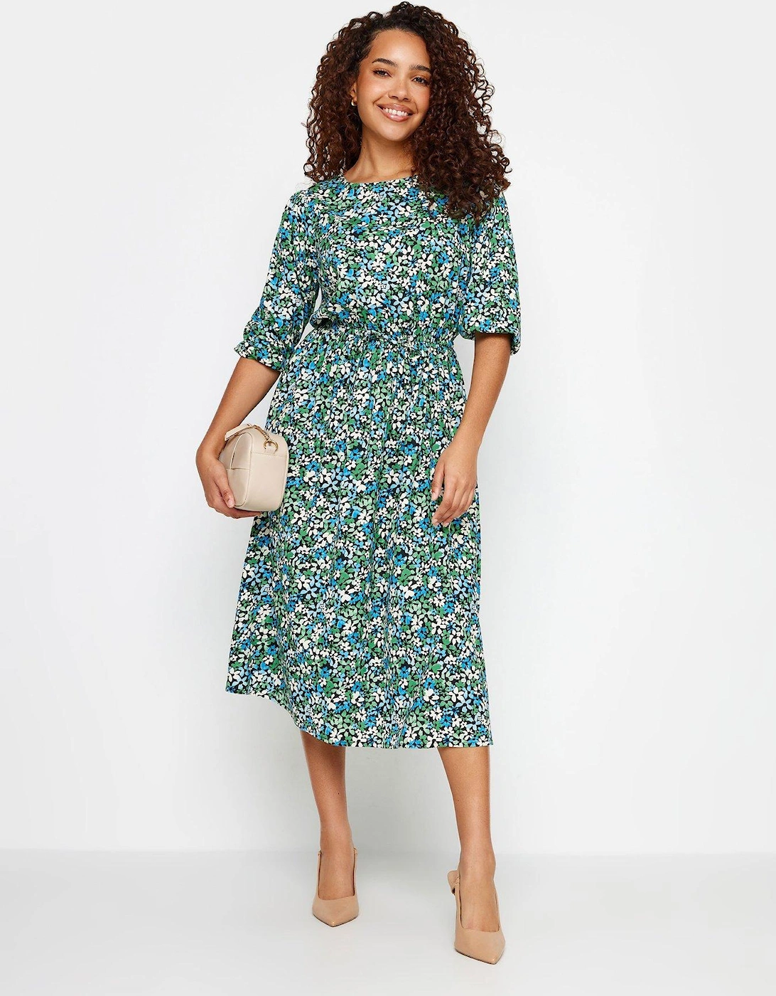 Green Blue Floral Printed Dress, 2 of 1