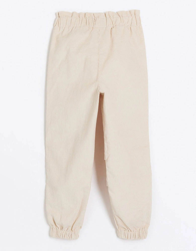 Girls Corduroy Cargo Trousers - Cream