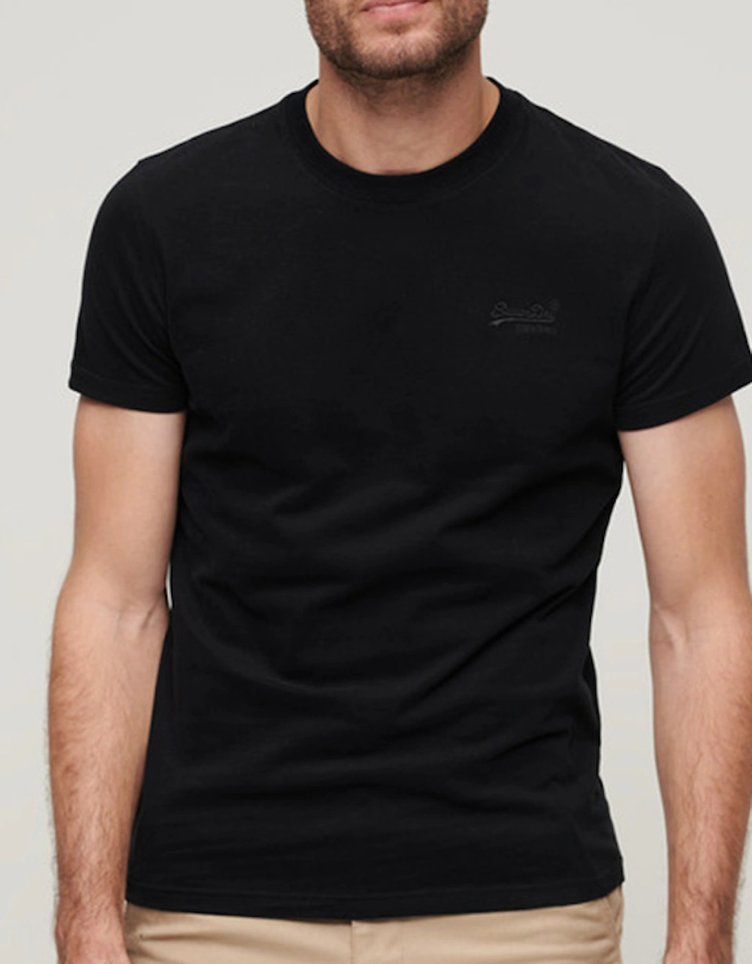 Men's Vintage Logo Embroidered T-Shirt Black/Black