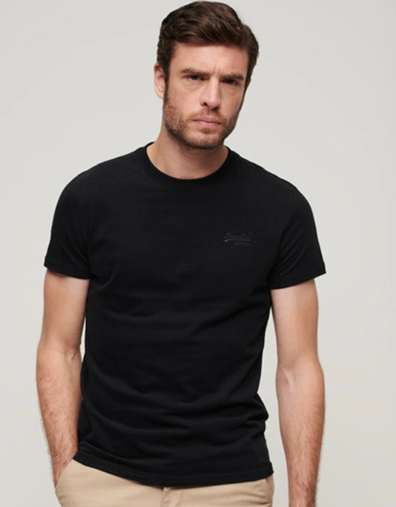 Men's Vintage Logo Embroidered T-Shirt Black/Black
