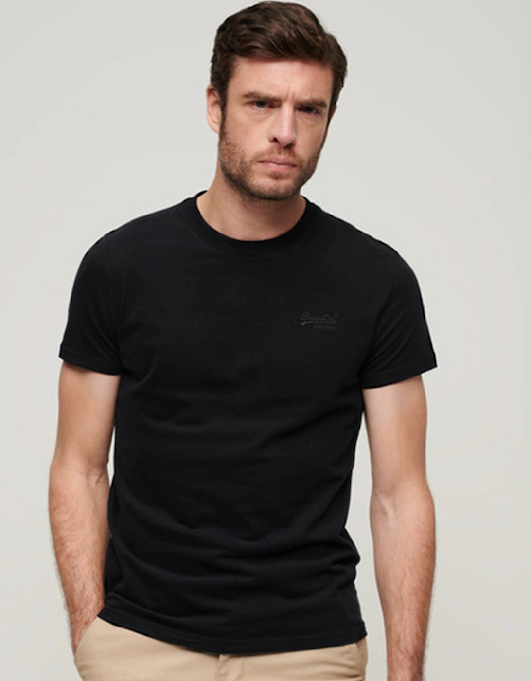 Men's Vintage Logo Embroidered T-Shirt Black/Black, 8 of 7
