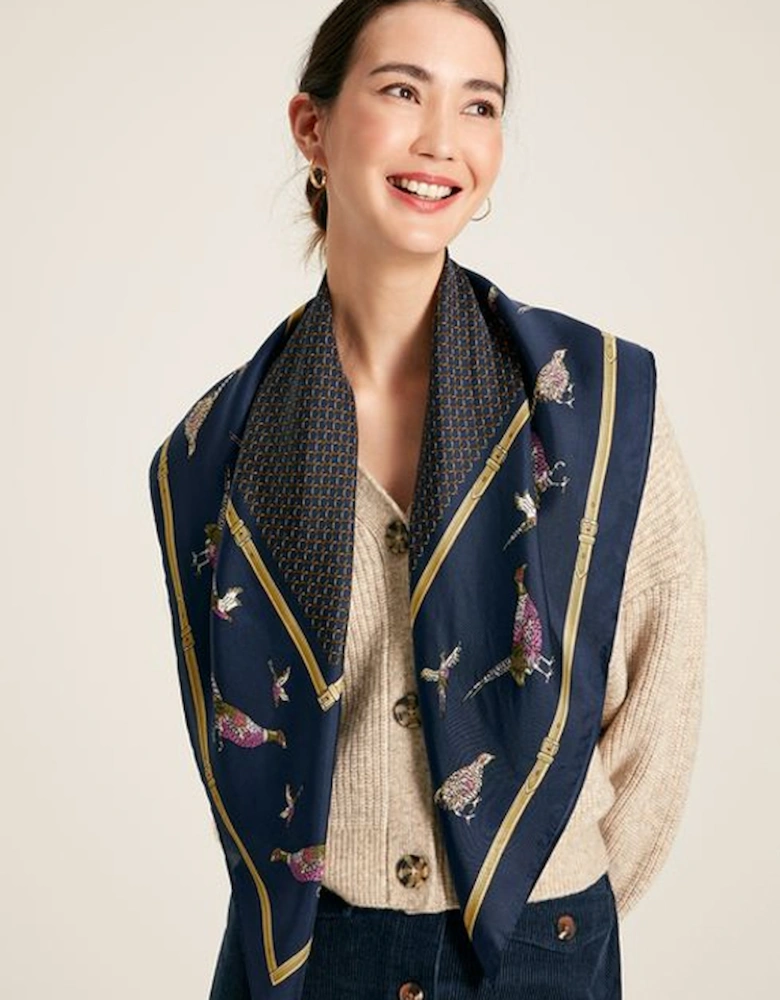 Women's Bloomfield Silk Scarf Navy Pheasant -One Size