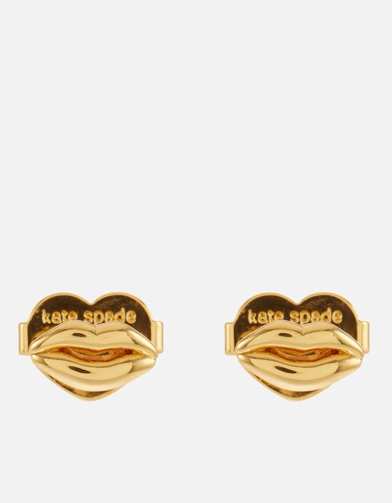 New York Mini Lip Gold-Tone Stud Earrings