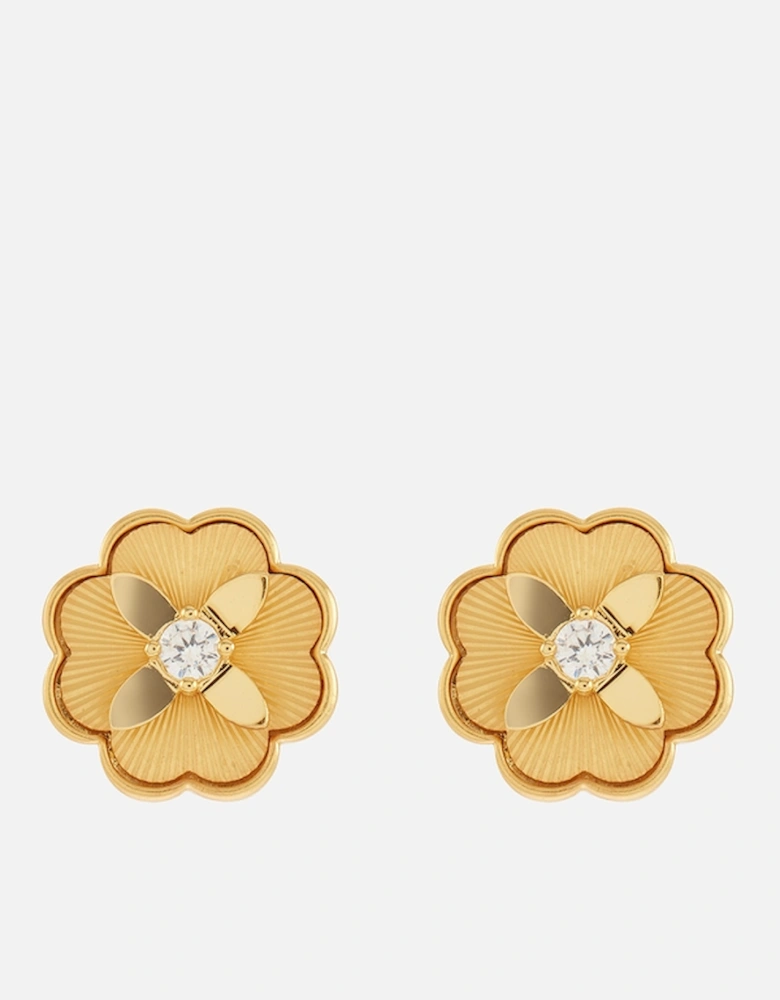 New York Flower Gold-Tone Stud Earrings