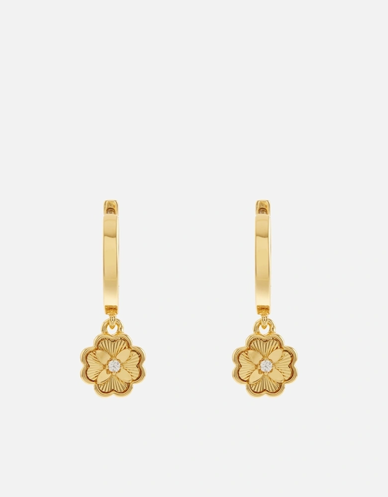 New York Gold-Tone Flower Huggie Earrings