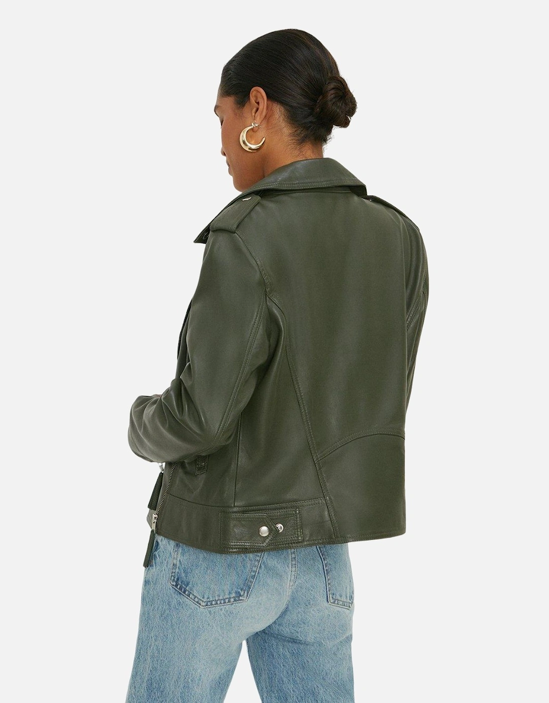 Womens/Ladies Leather Cropped Boxy Jacket