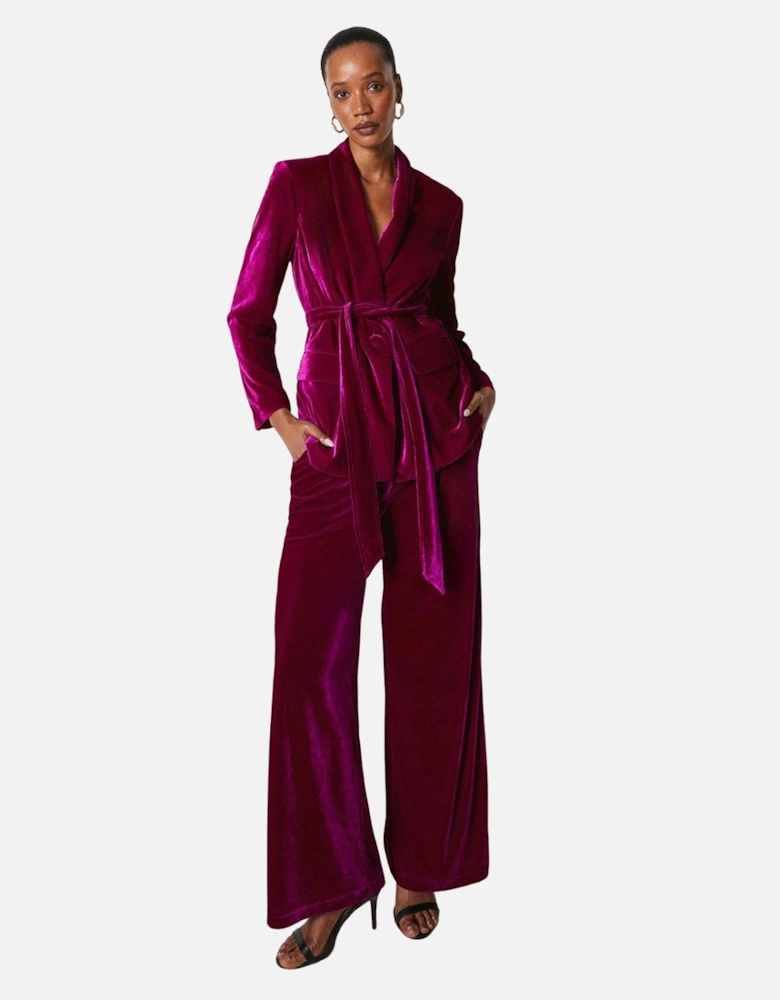 Womens/Ladies Belted Velvet Blazer
