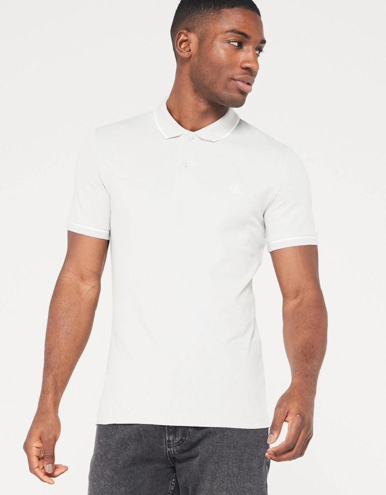 Tipping Slim Polo Shirt - Light Grey 