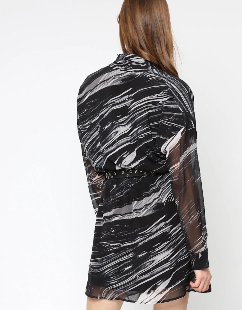 Faux Wrap Mini Dress - Black