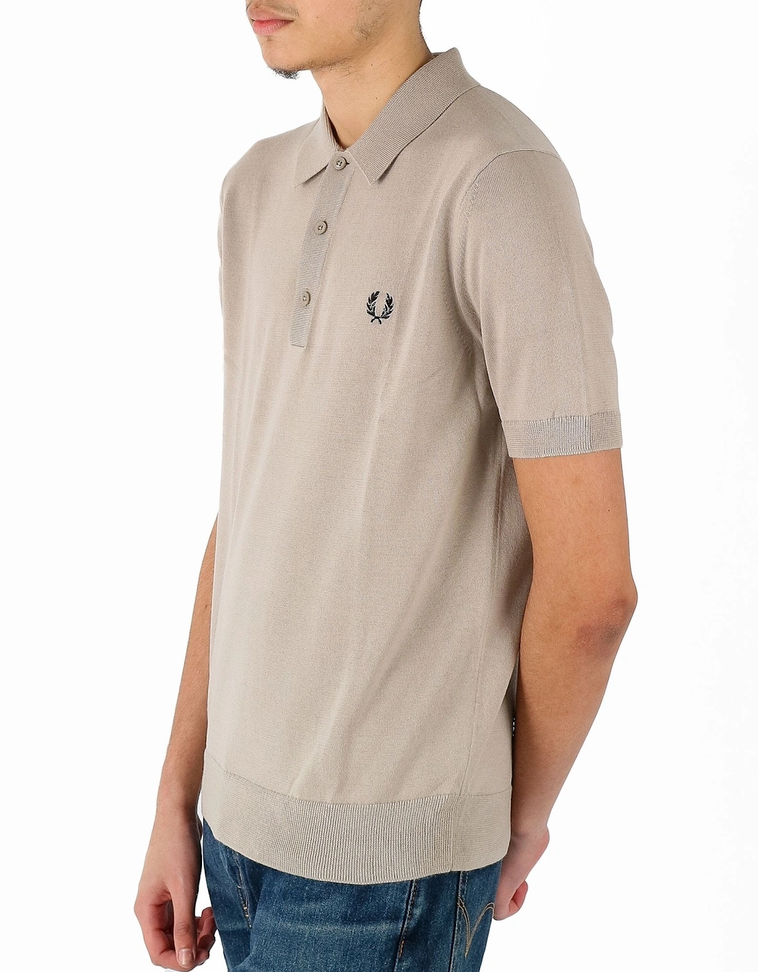 Classic Knitted Beige Polo Shirt