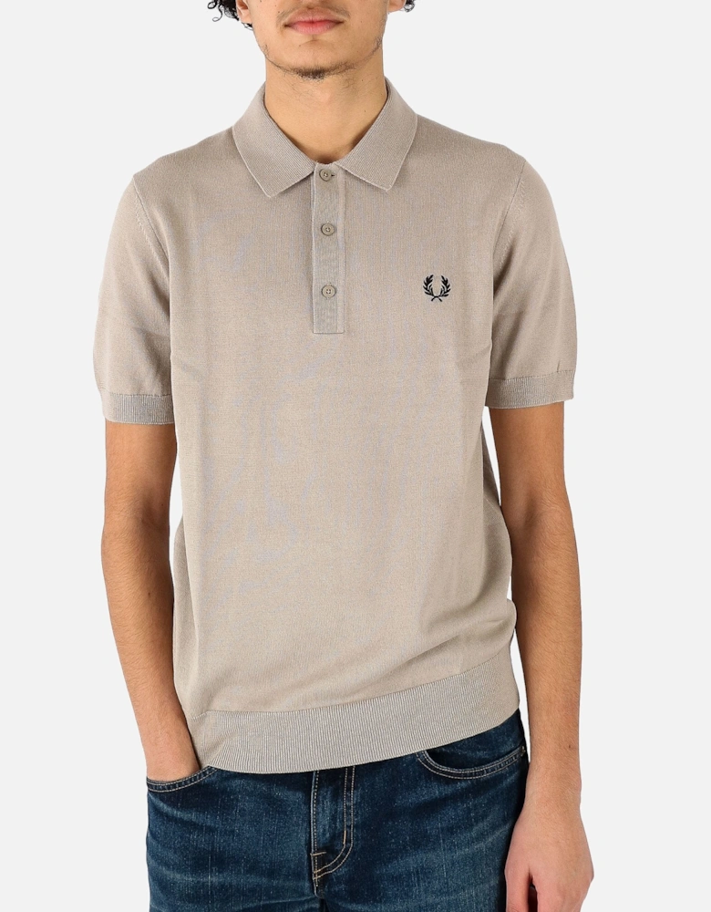 Classic Knitted Beige Polo Shirt