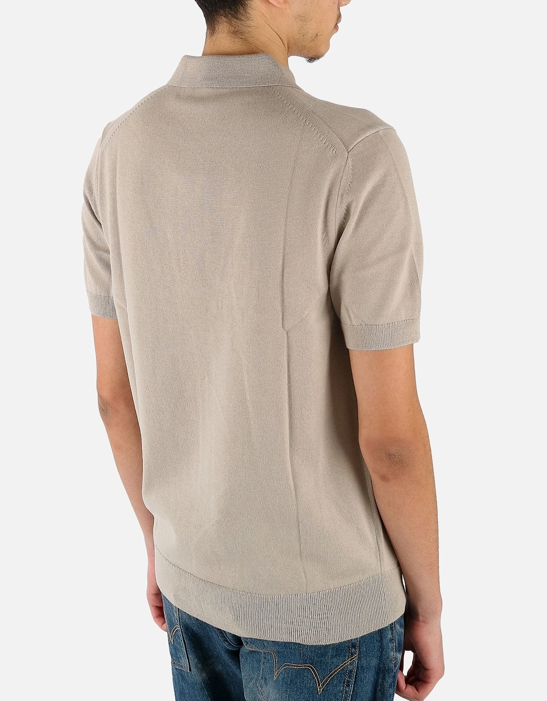 Classic Knitted Beige Polo Shirt