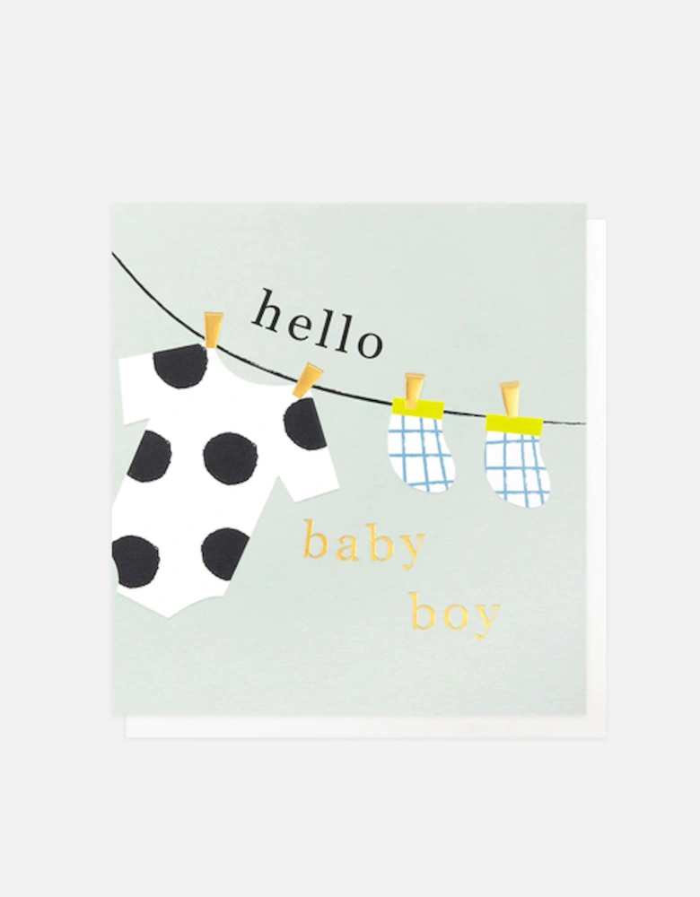 Hello Baby Boy Washing Line Card