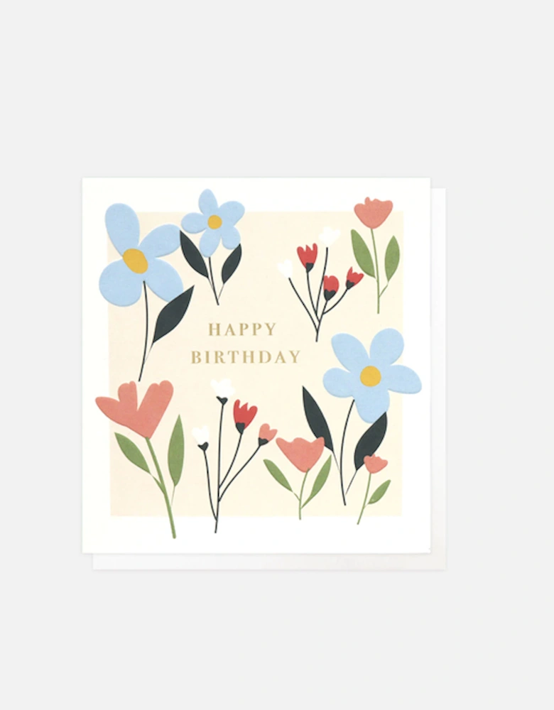 Blue/Pink Flowers Birthday Card