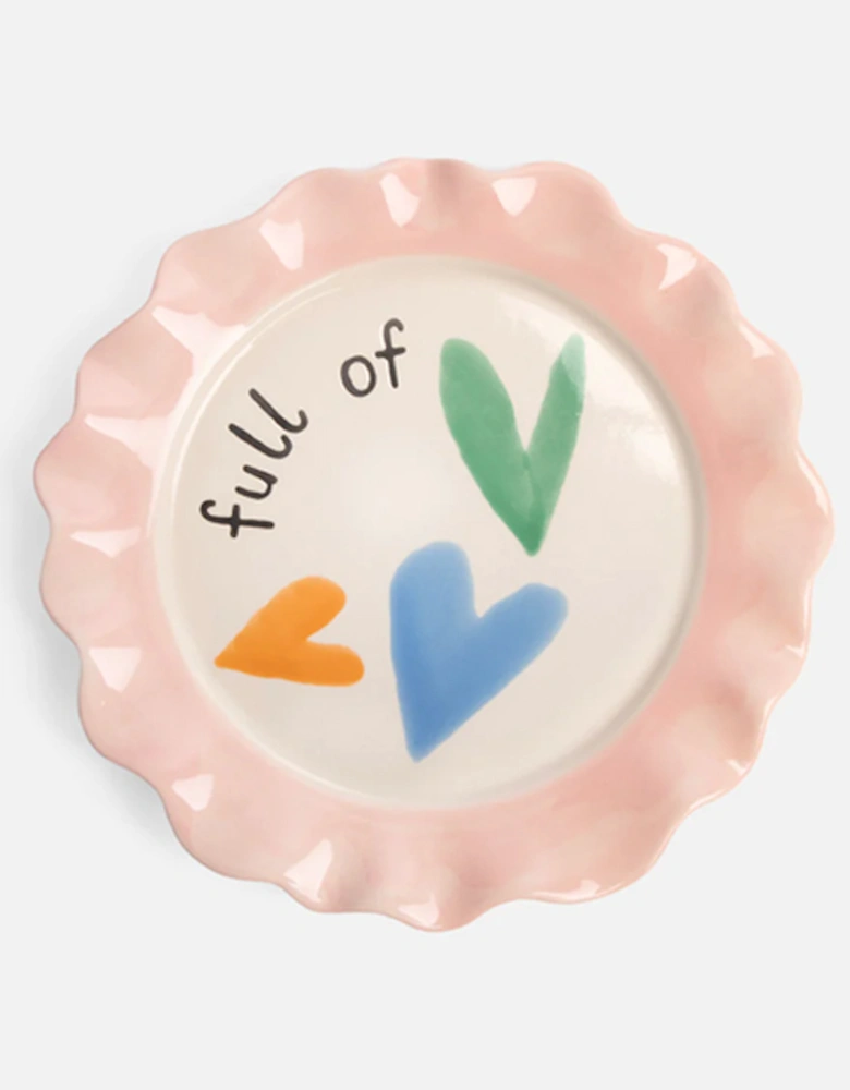 Pale Pink Colourful Hearts Plate