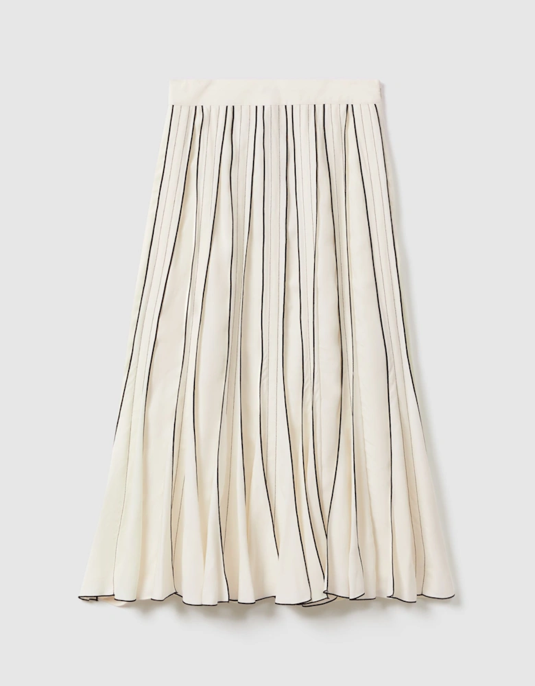 Contrast Ruffle Midi Skirt