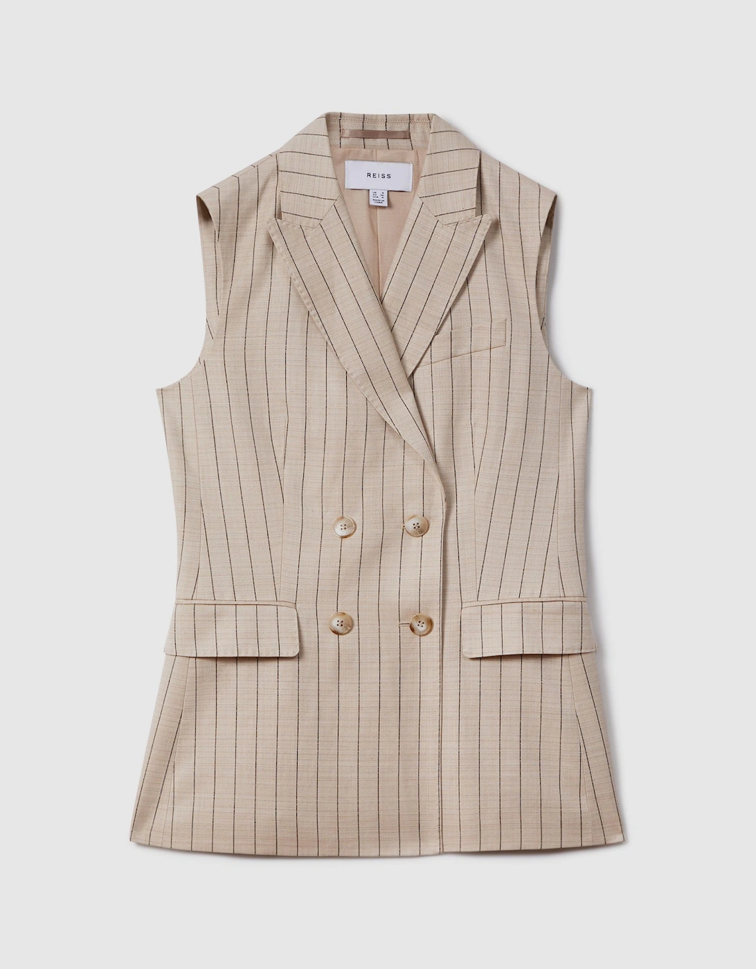 Wool Blend Striped Double Breasted Waistcoat, 2 of 1