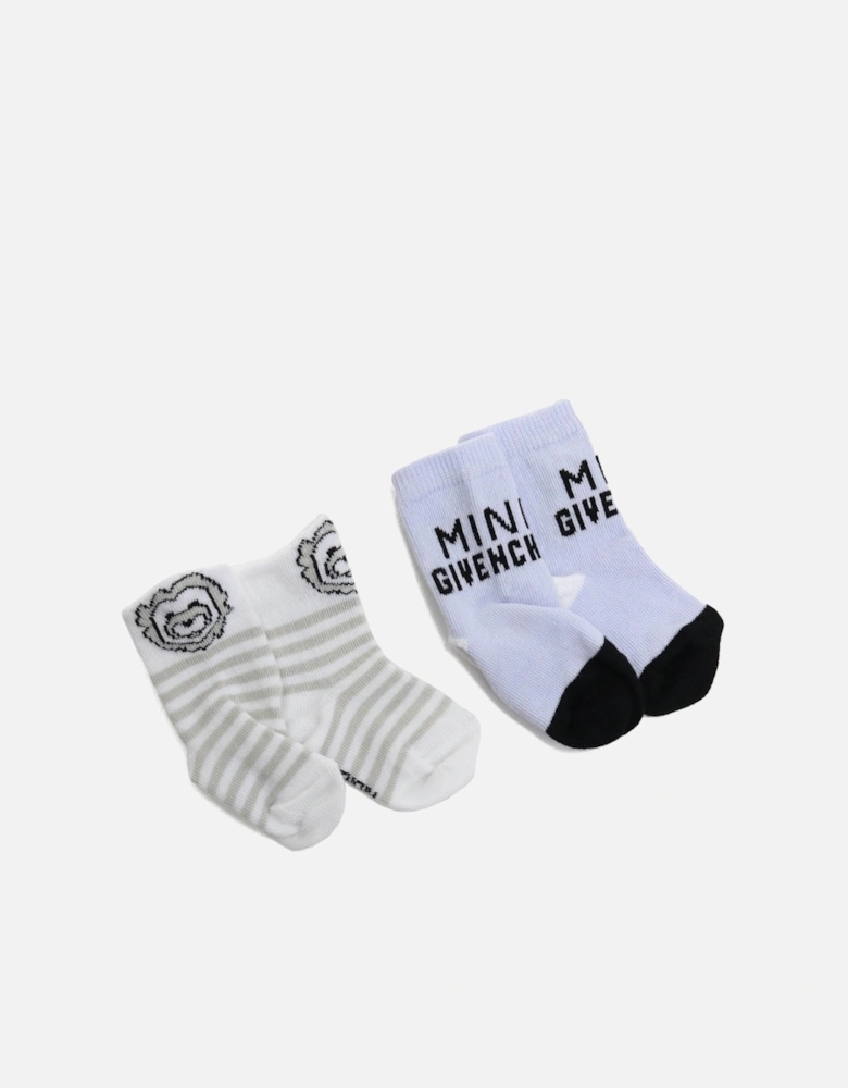 Baby Girls Lion Logo Socks in White