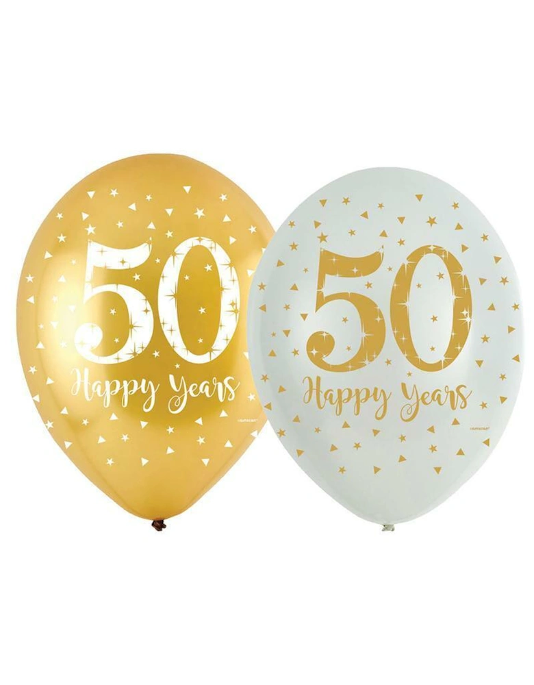 Latex Sparkling 50th Anniversary Balloons (Pack of 6)