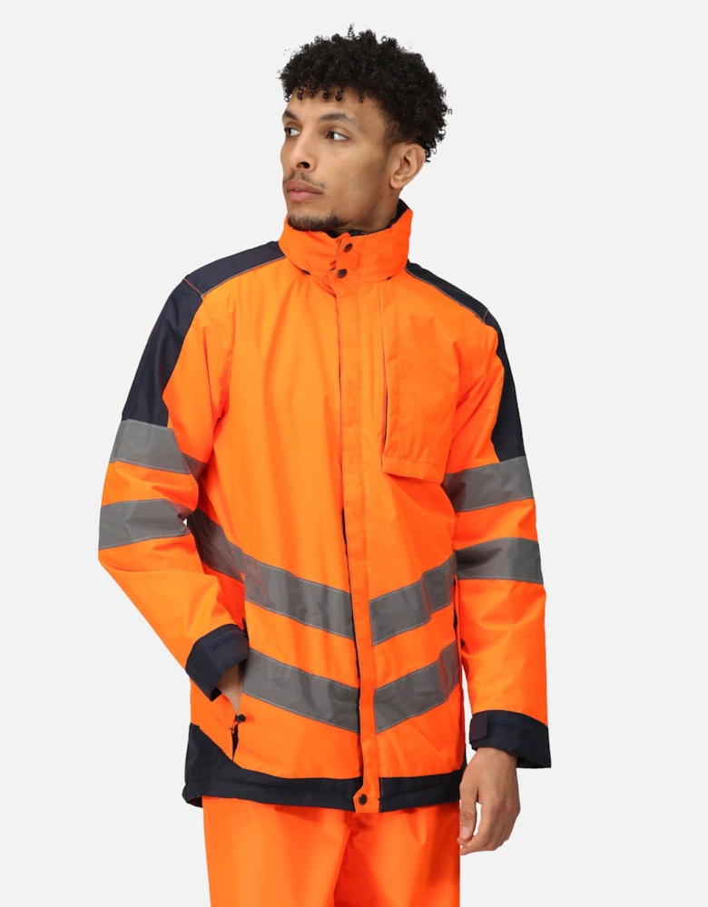 Mens Hi-Vis Waterproof Insulated Reflective Jacket