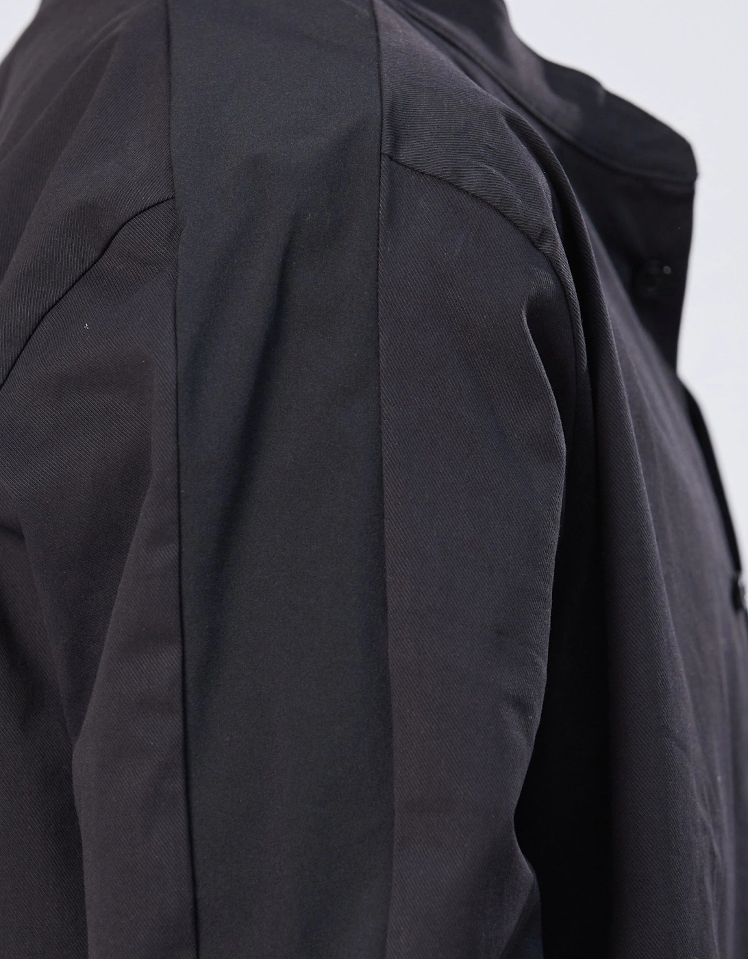 Grandad Nylon Panel Black Shirt