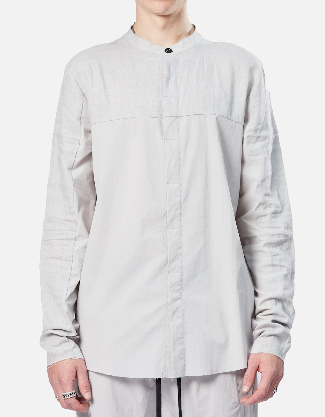Grandad Linen Nylon Silver Grey Shirt, 7 of 6