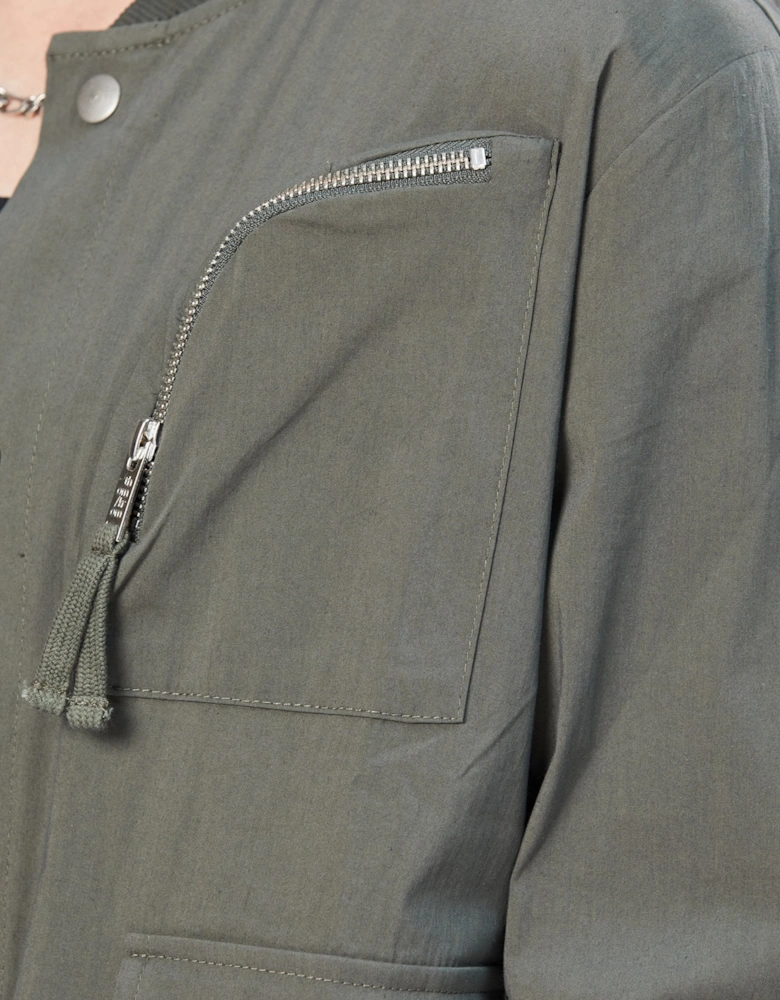 Multi Pocket Green Overshirt Jacket