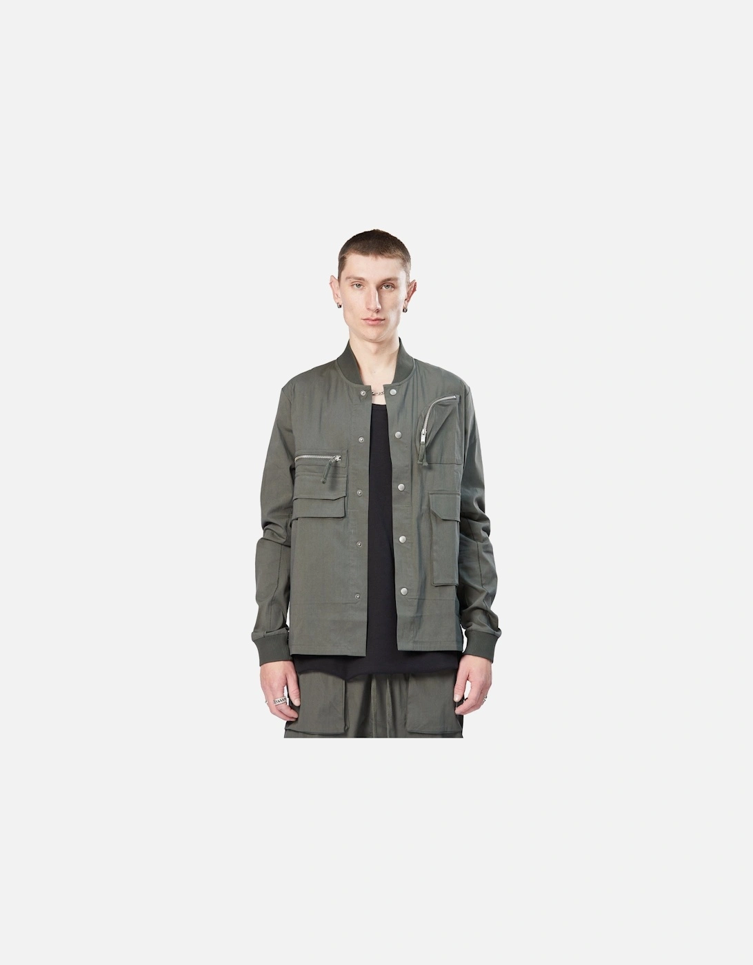 Multi Pocket Green Overshirt Jacket