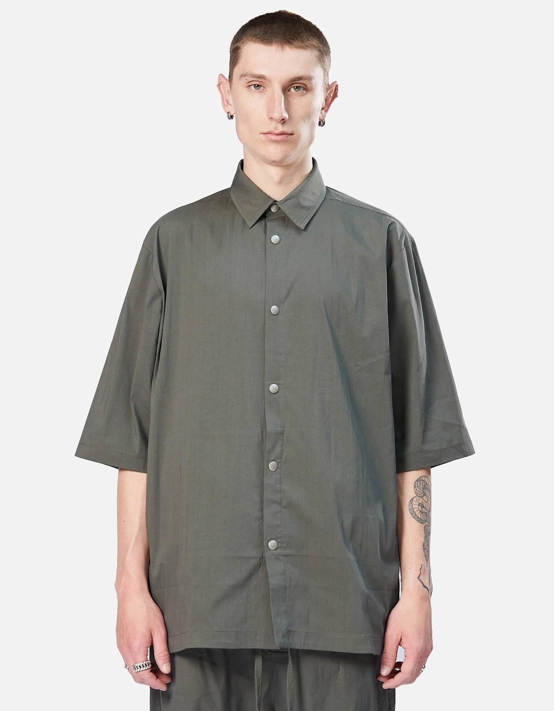 Oversizes SS Side Pocket Green Shirt