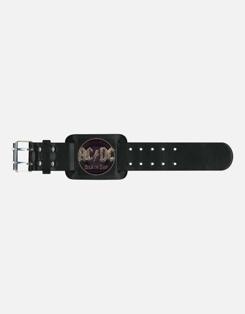 Rock Or Bust Leather Wristband