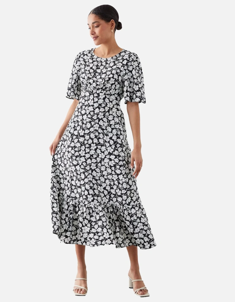 Womens/Ladies Floral Flutter Midi Dress