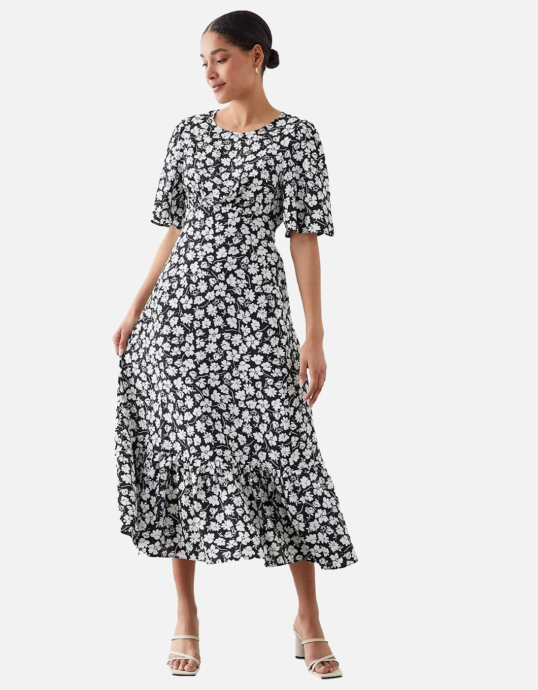 Womens/Ladies Floral Flutter Midi Dress, 4 of 3