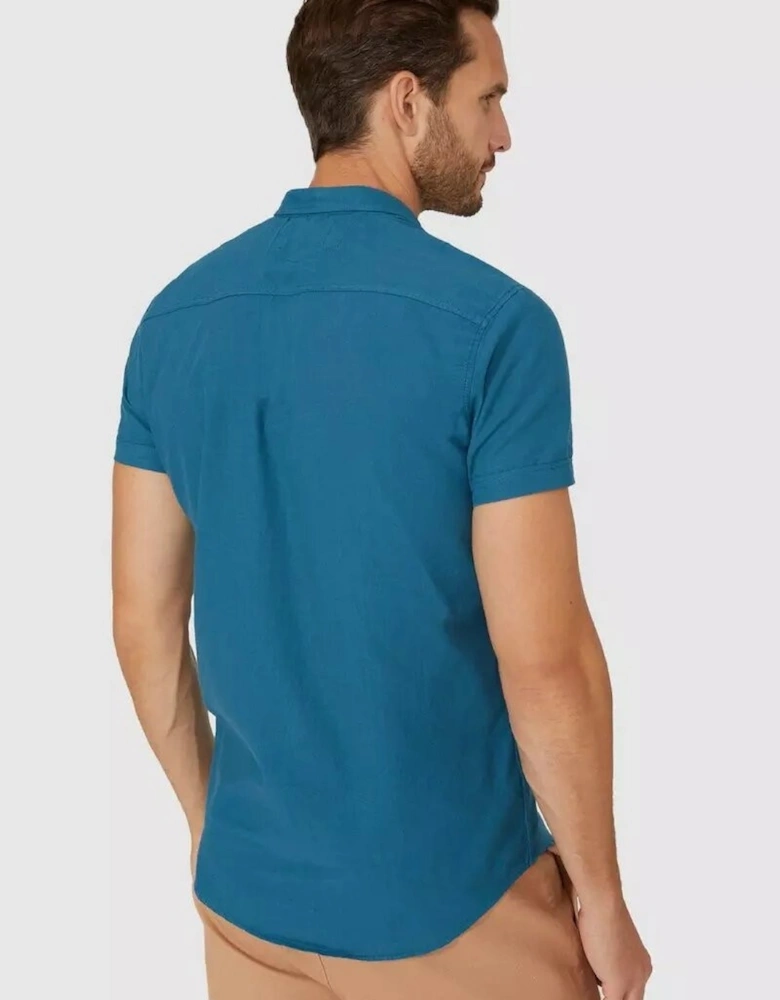 Mens Textured Slub Short-Sleeved Shirt