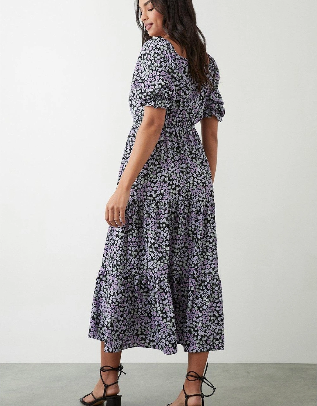 Womens/Ladies Ditsy Print Tiered Midi Dress