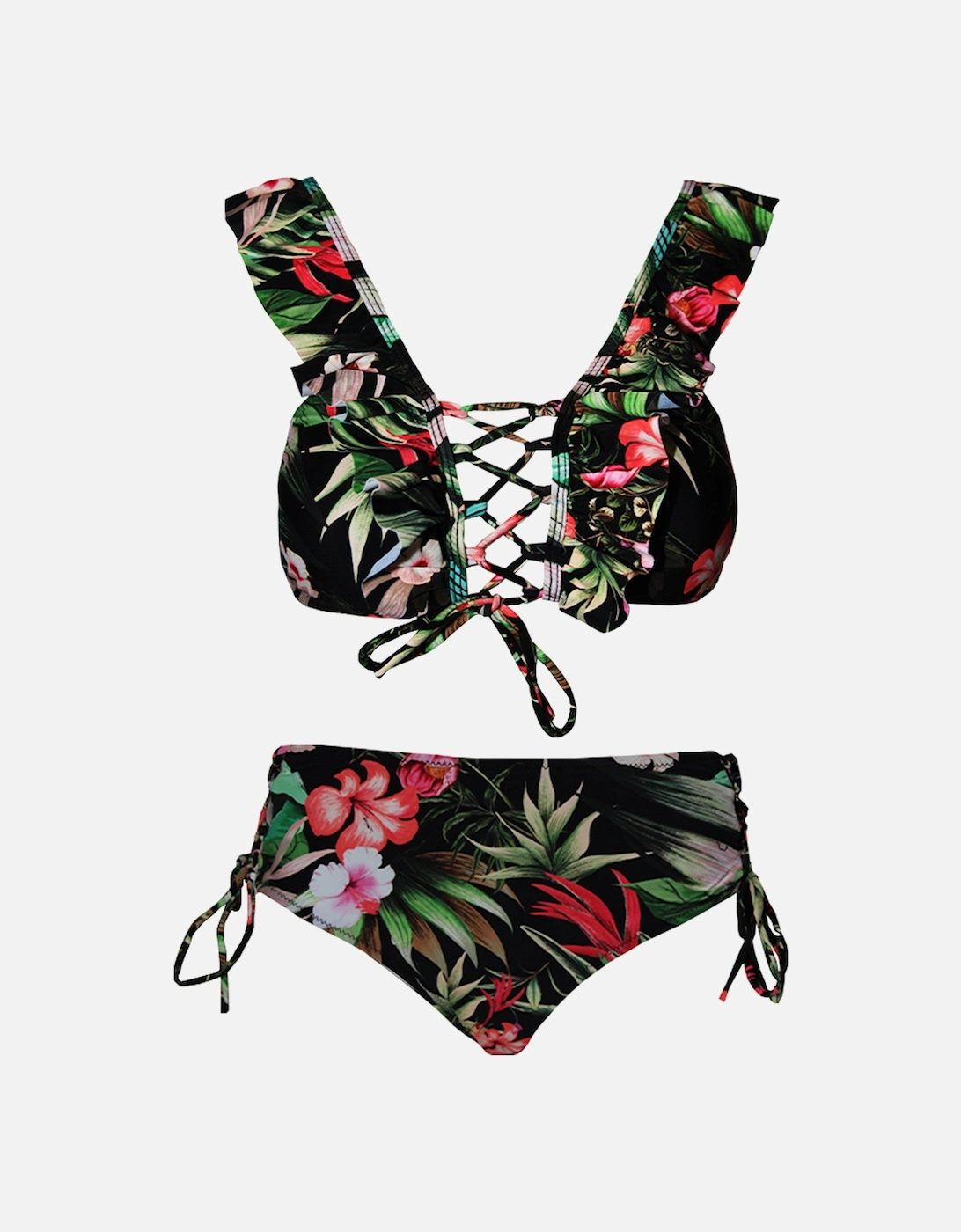 Womens/Ladies Floral Front Tie Bikini Set, 5 of 4