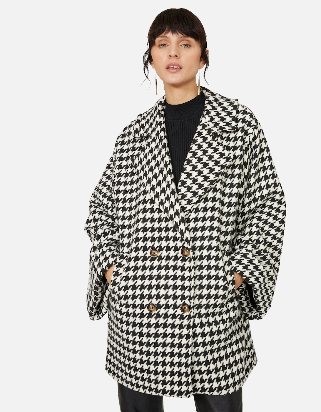 Womens/Ladies Dogtooth Double-Breasted Coat, 2 of 1