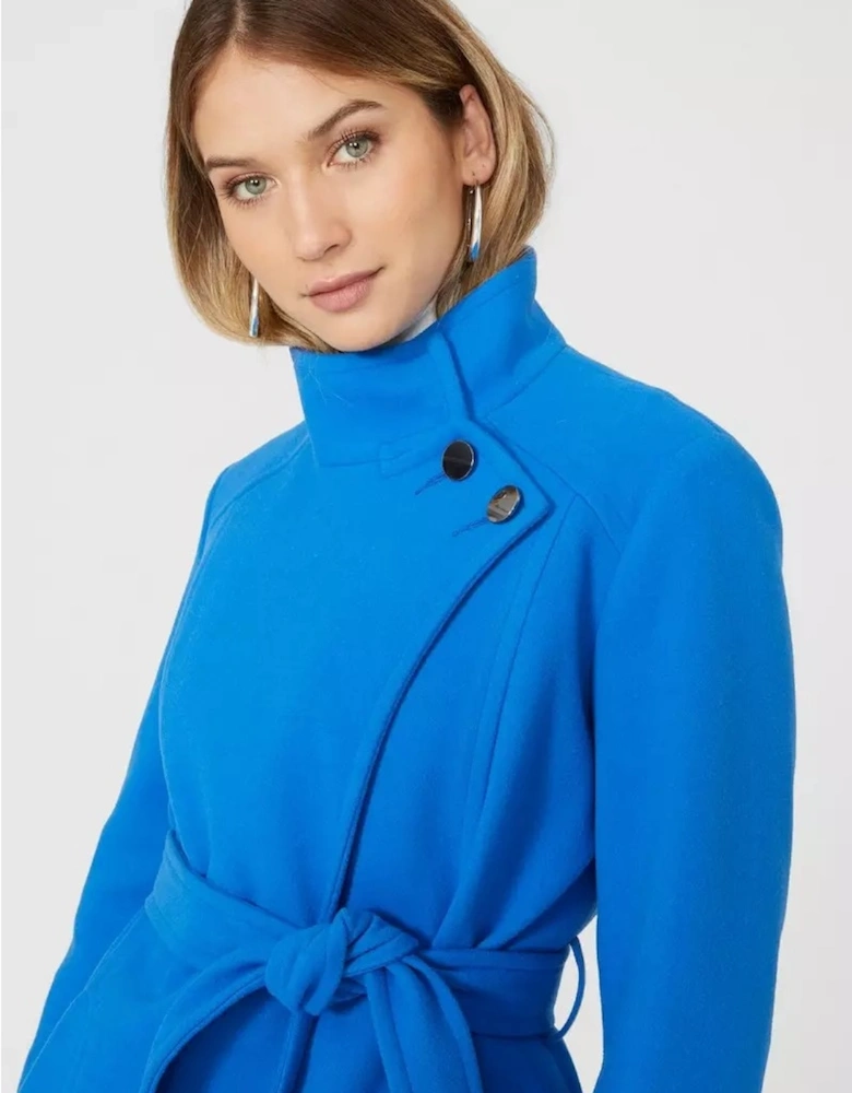 Womens/Ladies Belted Funnel Neck Coat