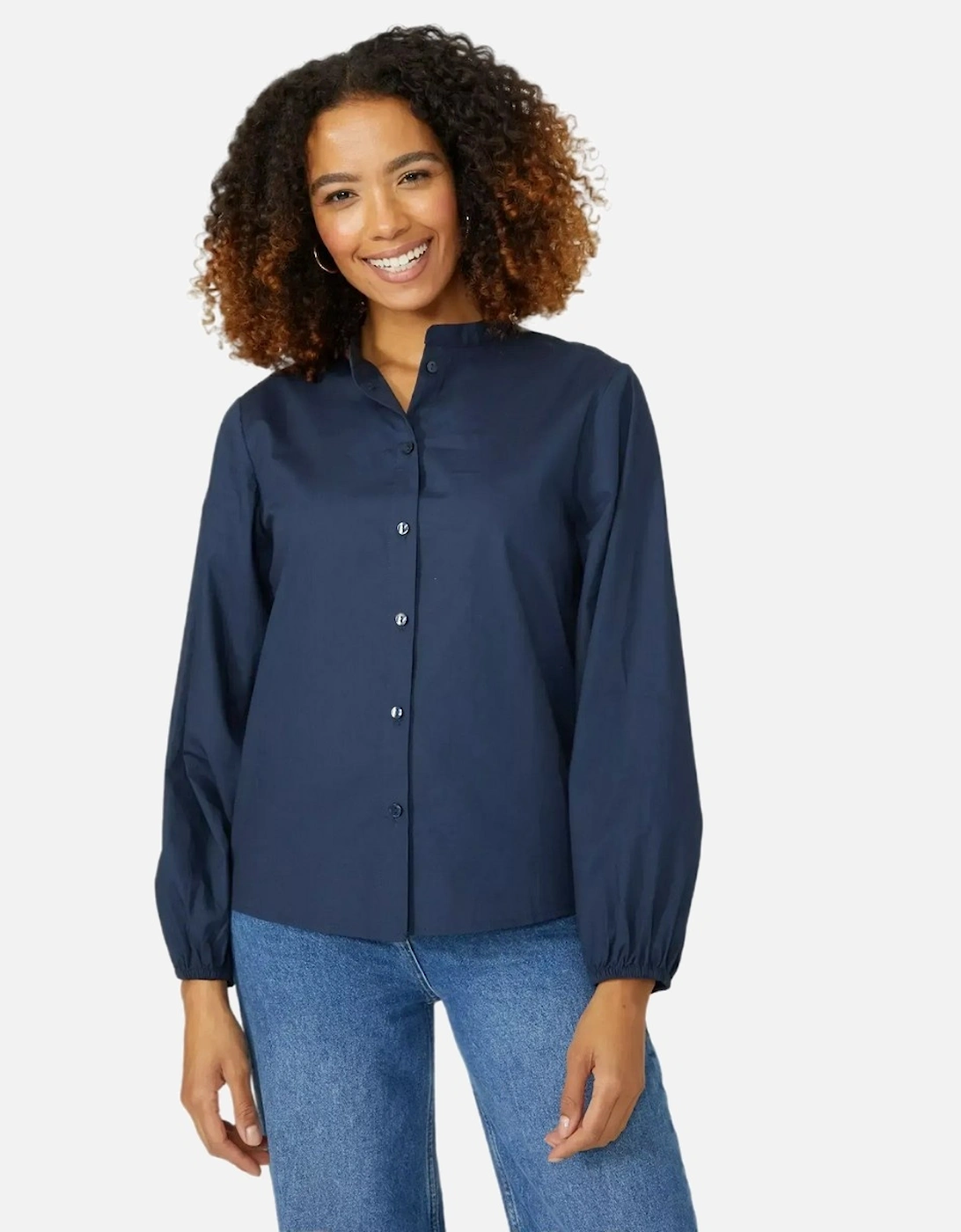 Womens/Ladies Grandad Collar Balloon Sleeve Shirt, 6 of 5
